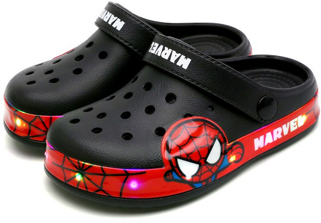 스파이더맨 오로라 EVA 라이팅 LED 남아 샌들