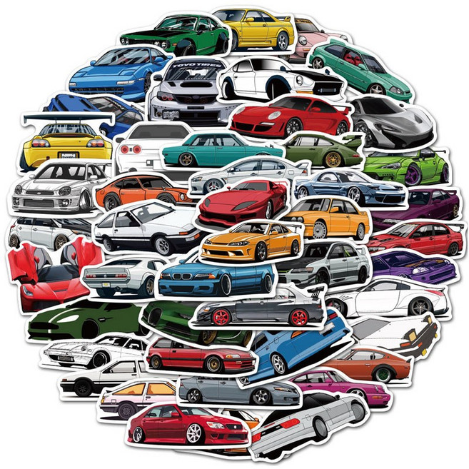 코코쥬 꾸미기 방수 스티커모음 캐리어 노트북 팬시용품, 1세트, A자동차 50P