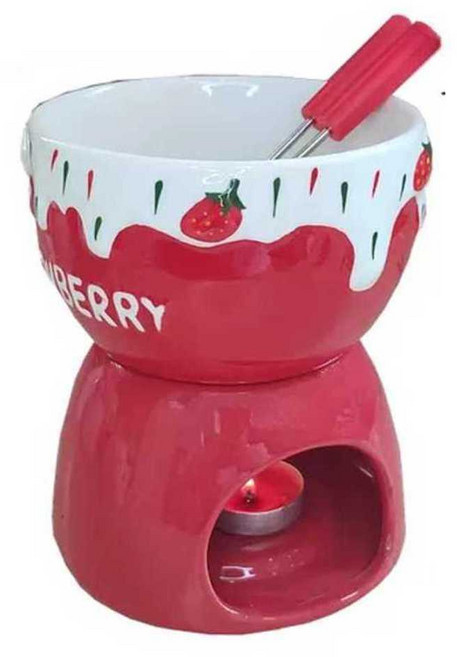 퐁듀 멜팅기 퐁듀팟 가정용 그릇 워머 미니 녹이기, 레드+촛불 2개+포크 2개, 1개