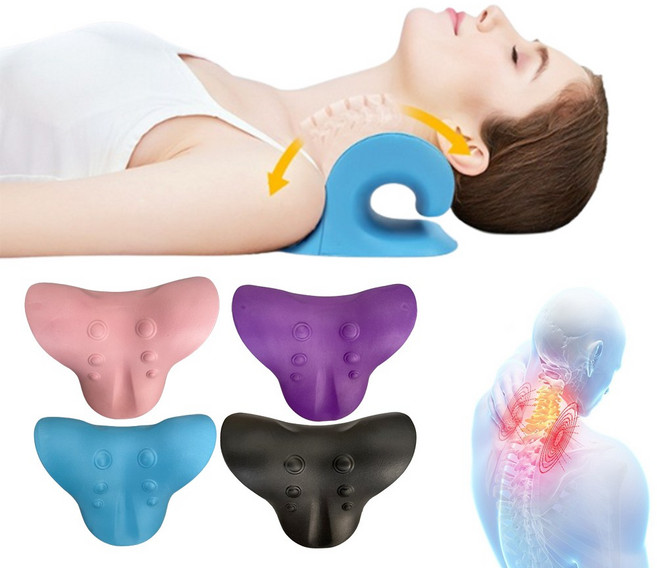 목 스트레칭 바른 경추 베개 기구 C커브형 쿠션 편안한 자세 넥 스트레쳐 케어넥 넥퀸, 블루, 1개