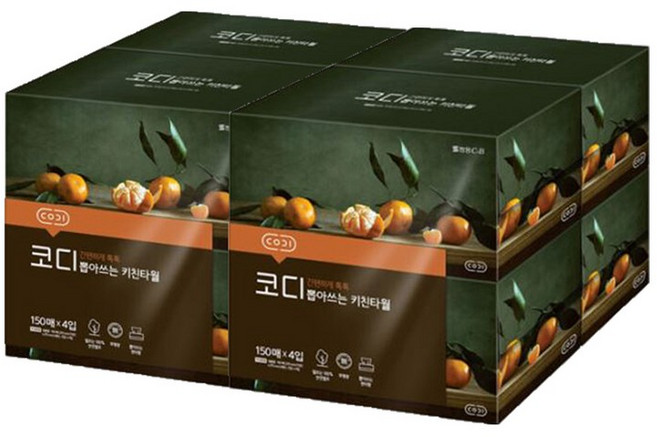 코디 뽑아쓰는 키친타올 150매 4입x2팩, 8박스