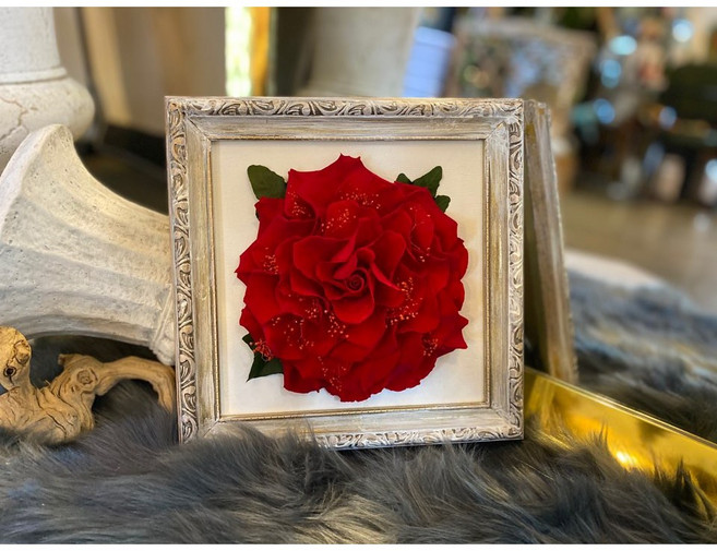 프리저브드플라워 멜리아 액자, 20X20, 레드, 1개