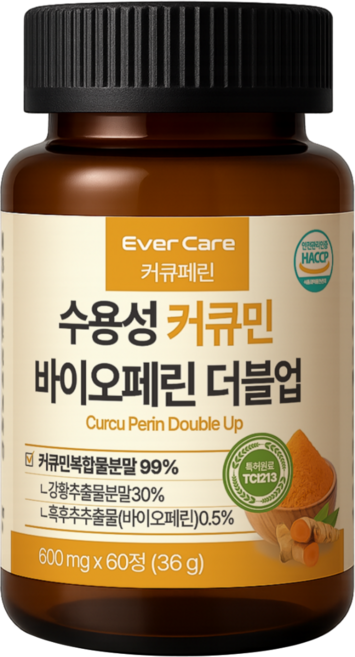 커큐페린 수용성 커큐민 바이오페린 국내특허원료 함유 정제형 강황, 1개, 60정