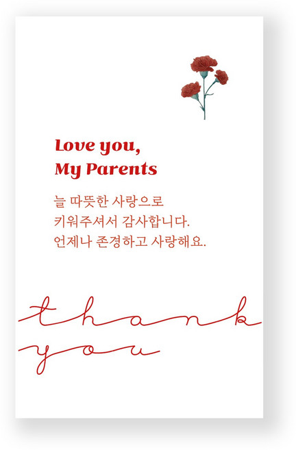 아무날 메세지 카드, 50장, 어버이날 카네이션