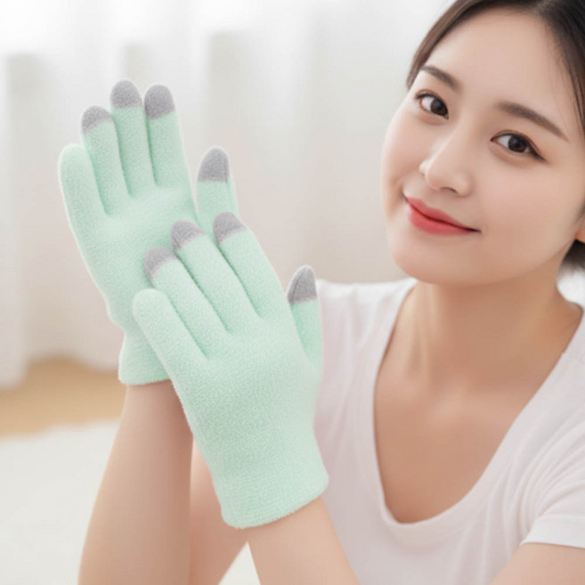 깔끔더하기 각질 관리 젤 보습 장갑 양말, 1개, 그린-장갑