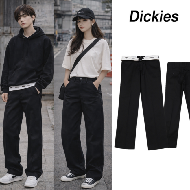 디키즈 남성 면바지 873 슬림핏 스트레이트 워크팬츠 블랙 873BK