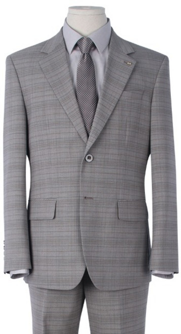 3계절용 모직 체크 브라운 정장세트 TSU215080