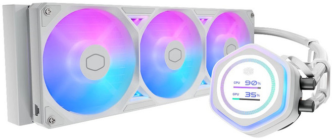 Cooler Master ML 360 ATMOS II LCD ARGB 一體式CPU水冷散熱器, 白色, 1個