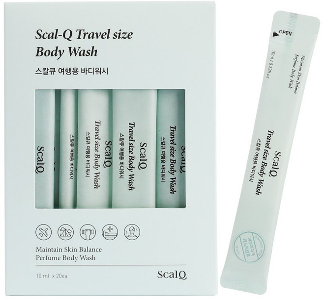 스칼큐 친환경 여행용 약산성 일회용 바디워시 스틱 10ml 20개입, 20개