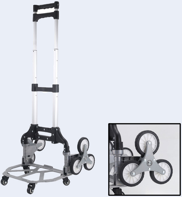 접이식 핸드카트 3단 계단 운반카트 쇼핑카트 세바퀴카트 장바구니캐리어, 카트단품(쇼핑가방미포함), 1개