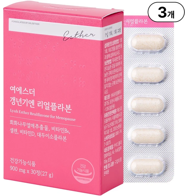 본사직영 여에스더 갱년기엔 리얼플라본 l 갱년기 여성 건강 기능성 l 국민영양 프로젝트, 30정, 3박스 - 쿠팡