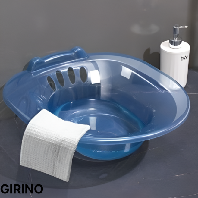 [GIRINO] 가정용 대용량 좌욕기 치질 변비 출산 산모 전용 케어 좌훈 대야, 블루 투명, 1개