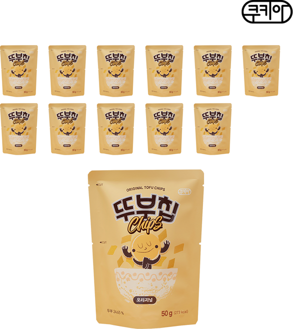 바삭 고소 뚜부칩 오리지널 두부과자 두부칩 쿠키아 뚜부과자, 50g, 12개