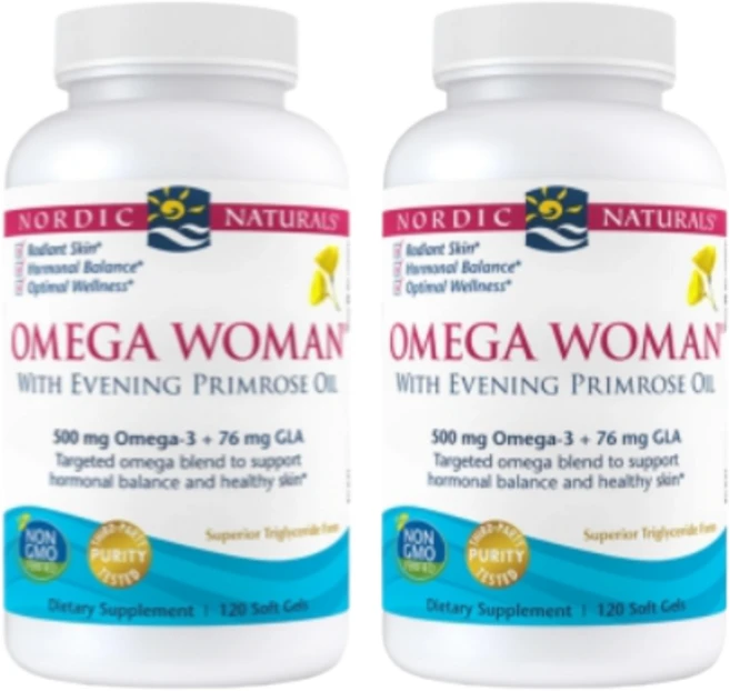 [Nordic Naturals] 오메가 우먼 달맞이꽃종자유 500 mg EPA 240DHA 160 + 76 mg GLA 120 소프트젤 2 SET, 2개, 120정 - 쿠팡
