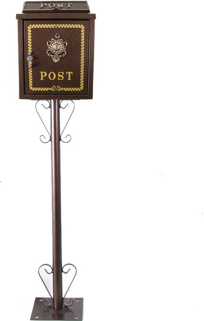데코스토리 고풍스런 해바라기우체통 post우편함 세련된 국내제작 디자인 스탠드우체통, 브라운