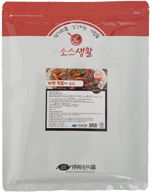 {두원식품} 짜장 떡볶이 소스 (약간매운맛), 1개, 500g