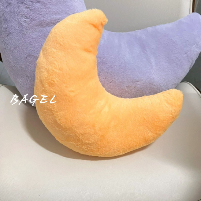 星星抱枕 靠墊 靠枕 午睡枕 觸感柔軟 車用腰靠 坐墊 生日禮物 沙發抱枕 椅墊 靠背 交換, 黃色月亮,30-35公分, 1個