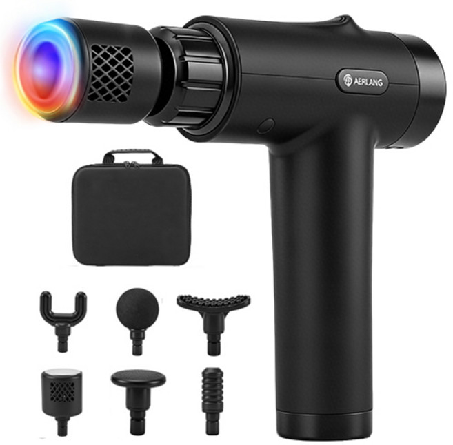 AERLANG 냉온 듀얼 마사지건 무선 전신 전동 안마기, black, EM8