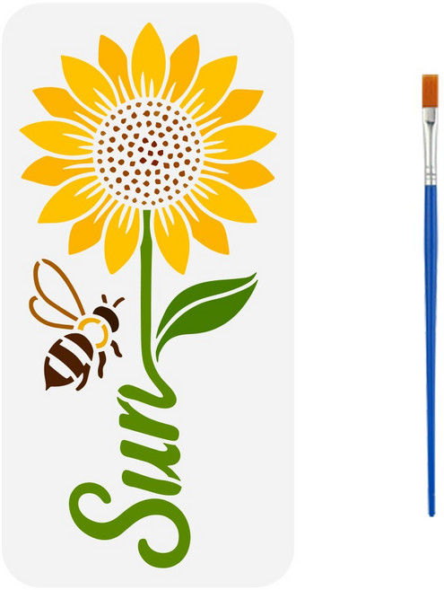 PET 스텐실 템플릿 다양한 패턴 디자인 셀프 앨범 사진 벽화 드로잉 150x300mm, 해바라기