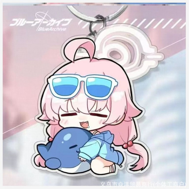블루 아카이브 The Animation 굿즈 열쇠고리 아크릴 피규어 애니 팬던트 키링 시로코 호시노 세리카 아야네, 5cm 양면 라미네이트 티어오프 필름 사용, U, 1개