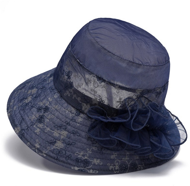 VITALO 엘로아 메쉬 여성모자 예쁜 중년 봄 여름 휴양지 엄마 벙거지 챙 플라워 버킷햇 모자