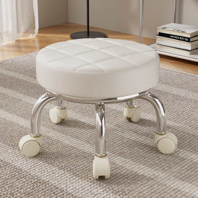 라워스 무소음 가죽 부드러운 무빙 의자, 화이트, 1개