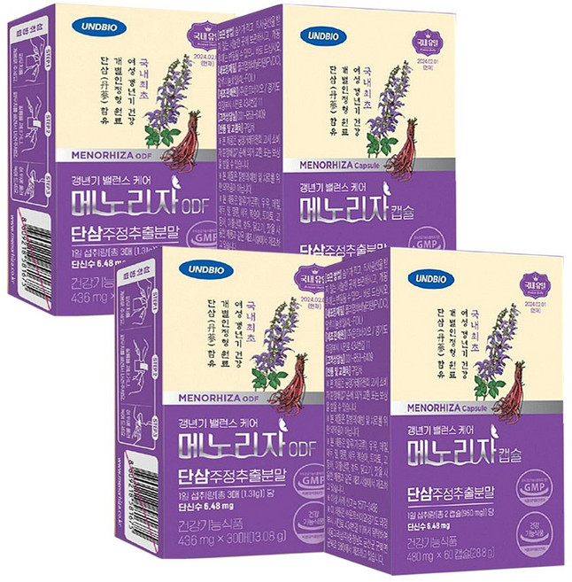 [TTP INC] 갱년기 프로젝트 메노리자 120캡슐+ ODF 60매/국내유일 단삼주정추출분말 갱년기 기능성 건기식/여성 갱년기 건강회복 관리, 1세트