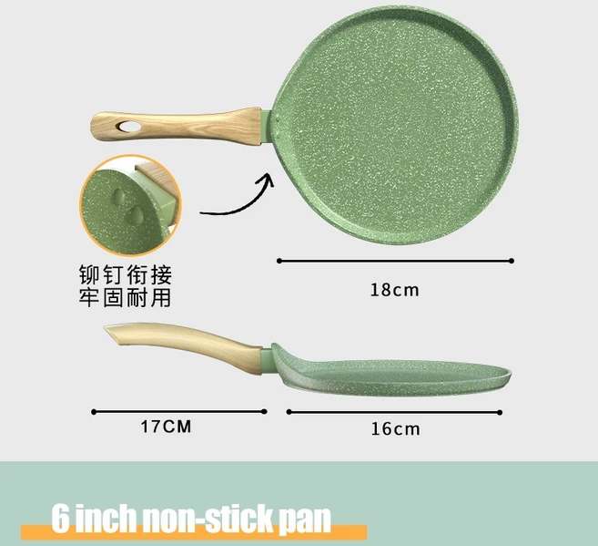 18/22/28cm 비 스틱 프라이팬 팬케이크 팬 아침 식사 빵 계란 피자 크레페 주방 조리기구 유도 밥솥 스토브, 03 6 inches