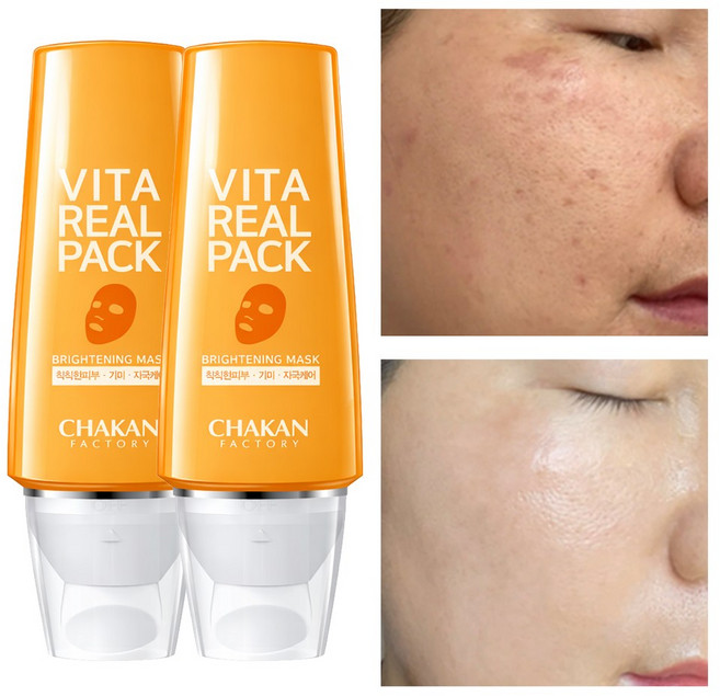 기미 잡티 팩 주근깨 미백 워시오프 비타민 리얼 팩, 1개입, 2개