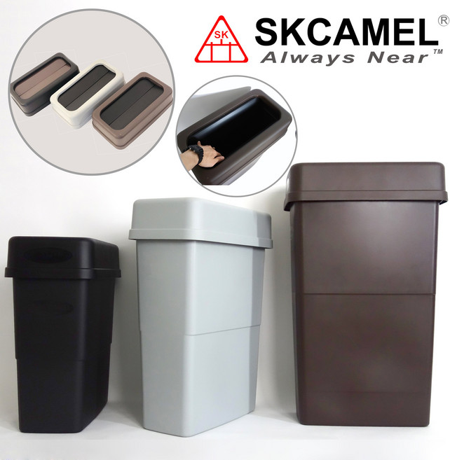 SKCAMEL 슬림 휴지통 카페 병원 매장 업소용 50L 70L 90L, 뚜껑 M형  포함, 검정색, 1개