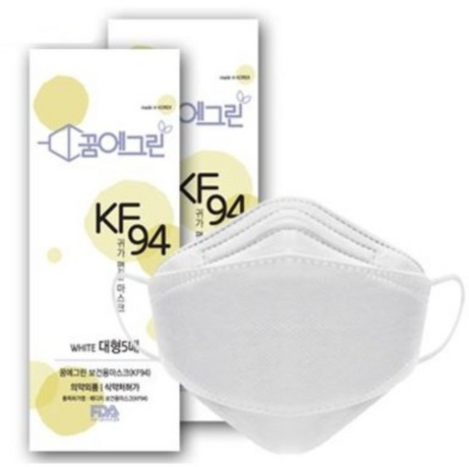 (100매)꿈에그린 KF94 / 100% 국산원자재 4중차단 귀가안아픈 100매 L, 10개입, 10개, 화이트