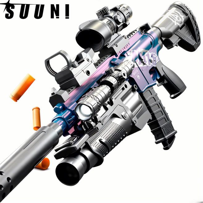 SUUNI 탄피 배출 M416 스타일 스펀지 발사기 남아 어린이용 완구, 1개