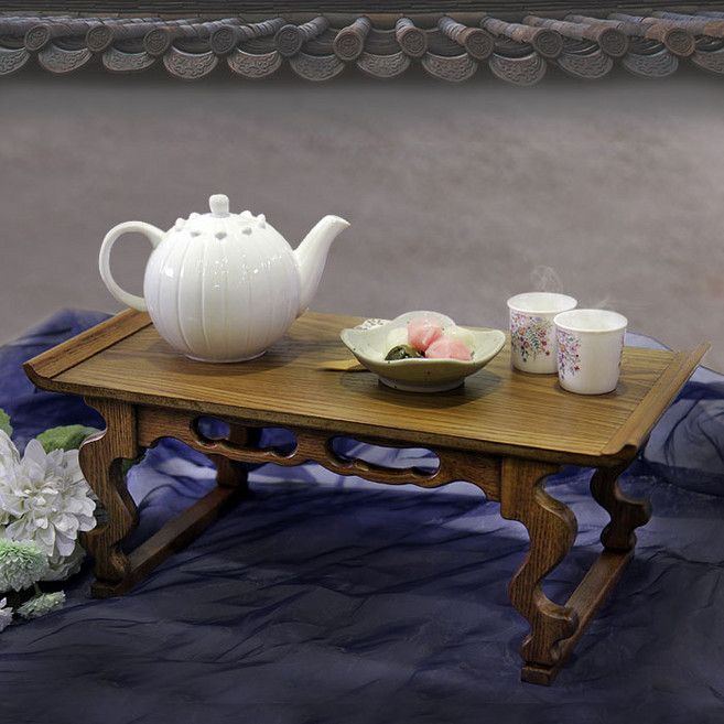 [딱다구리] 국내제작 옻칠소반 전통찻상 다과상, 브라운, 1개