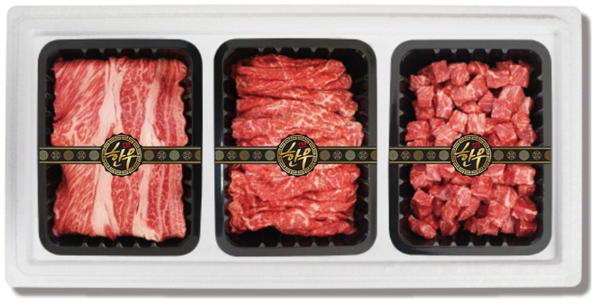 [냉장] 김해축협 1++(7이상)등급 한우 선물세트 [등심 불고기 국거리] 1.2kg, 1개