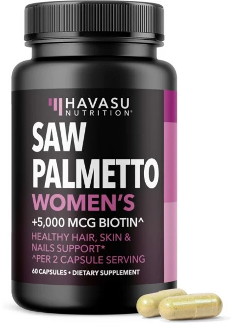 HAVASU NUTRITION 쏘 팔메토 보충제 추출물와 쐐기풀 호박씨 추출물 - 고급 3배 포뮬러 DHT 차단제 요로 건강 및 전립선 지원 남성 건강용 비건 비GMO 캡슐 2, with Biotin (60 Count), 60정, 1개 - 쿠팡