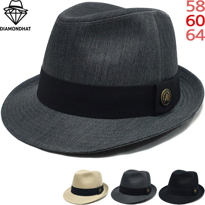다이아몬드햇 코튼 베이직 트릴비 페도라 중절모 대두용 신사 모자 남녀공용 데일리 햇-DHAT250821