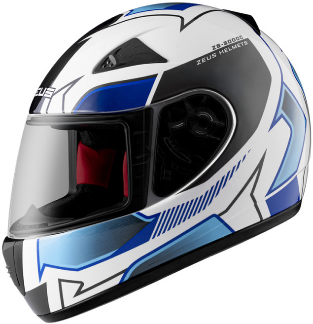 ZEUS ZS-2000C 全罩安全帽 小帽體, 白/藍