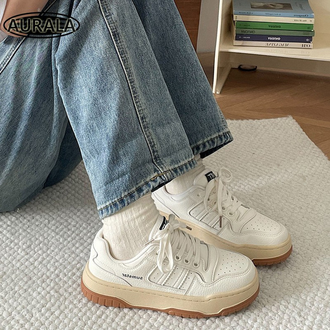 AURALA 여성 통굽 캐주얼 운동화 패션 런닝화 발편한 스니커즈