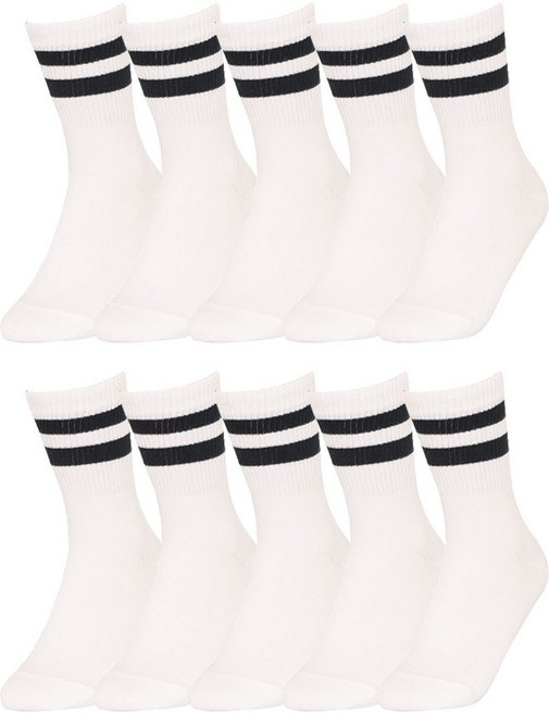 삭스핏 여성 투라인 스트라이프 삭스 화이트 10족 삼선양말