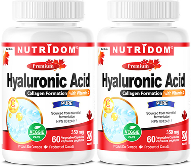 (2병특가) 뉴트리돔 캐나다 히알루론산 with 비타민C 350mg 60식물성캡슐, 2개, 60정