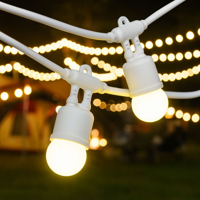 원스탑 NEW 파티라이트 30구 야외 캠핑 줄조명 30M, 화이트, 1개