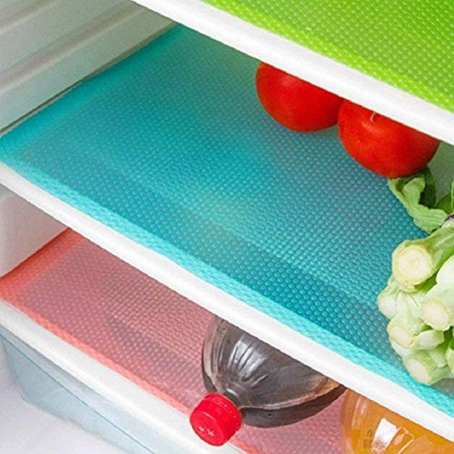 AKINLY 9 Pack Refrigerator Mats Washable Fridge Mats Liners Easy to Clear Fridge Pads Mat Shelves D, 1개, Red/Green/Blue