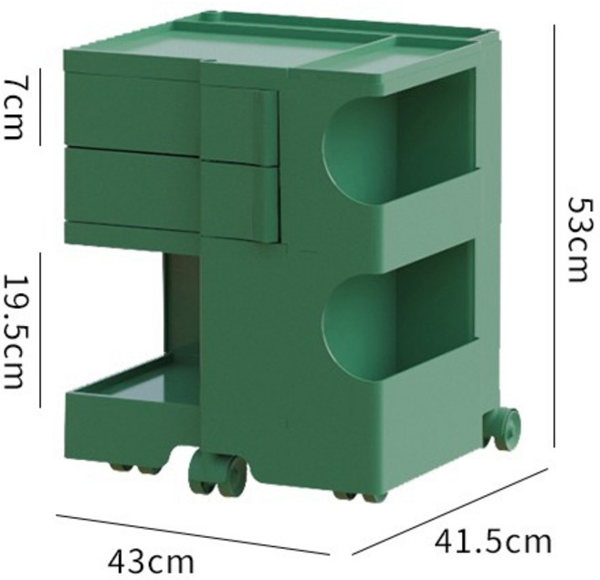 비라인 보비 트롤리 Boby Trolley 2단 국민기저귀함 미용실웨건, 2단 딥 그린