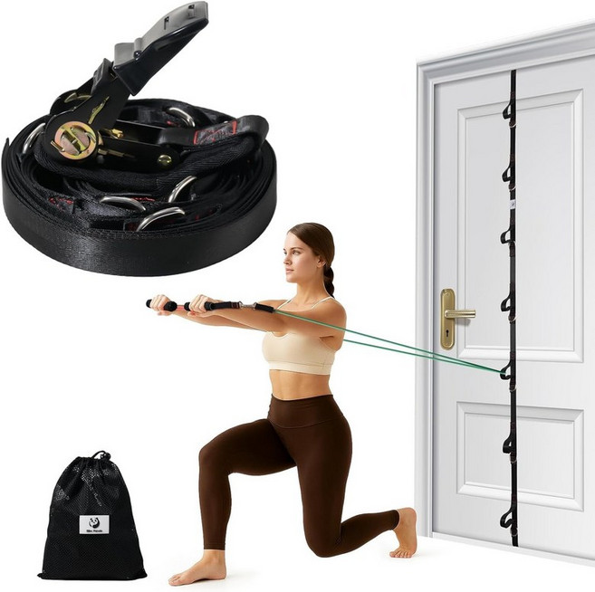 저항 밴드용 슬림 팬더 도어 앵커 스트랩 라쳇 조정이 가능한 운동 장비 멀티 포인트 짐 부착 가정용 체육관 운동용 휴대용 밴드, resistance bands