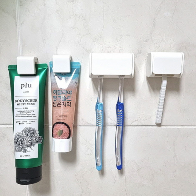 스윗브릿지 2구 치약걸이 칫솔 꽂이 클립, 치약꽂이, 1개