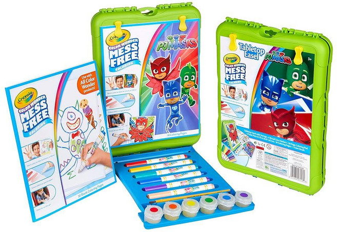 Crayola Color Wonder PJ 마스크 여행용 이젤 보너스 페이지 30장 포함 풀 사이즈 컬러 원더 마커 및 페인트!, Crayola Color Wonder PJ 마스크 여행
