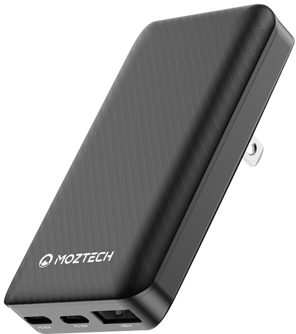 MOZTECH 65W GaN 氮化鎵充電器 三孔快充頭 USB多孔筆電充電器, 1個, 黑色