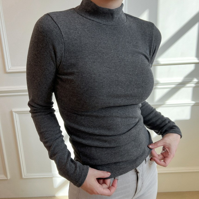 1+1 4컬러 여성목티 반목 레이어드 이너 목폴라티