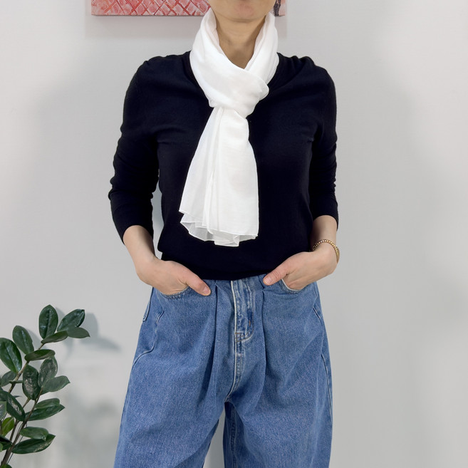 이든테라스(고급 선물 케이스 증정) 코튼 면 솔리드 간절기 롱 스카프