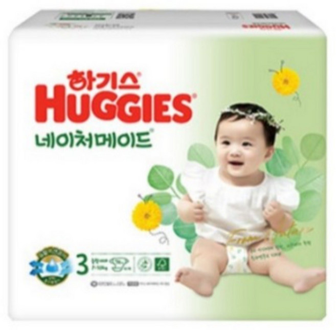 하기스 NEW 네이처메이드 밴드형 기저귀 여아용, 3단계, 148매